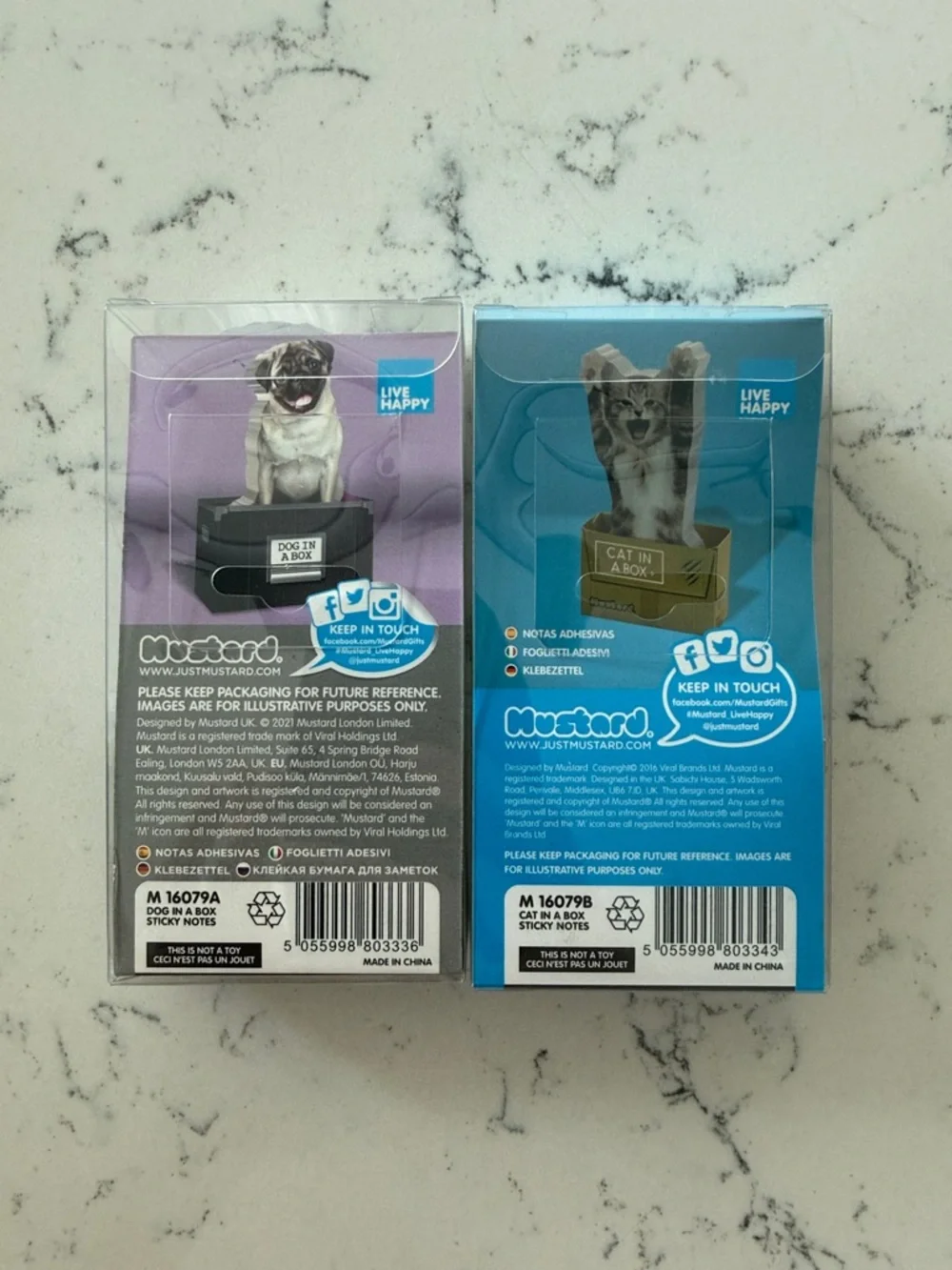 Mustard Cat In A Box + Dog in a Box Sticky Notes Set